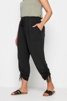 yours pantalones negros capri con bajos fruncidos mujer curvy y tallas grandes yours
