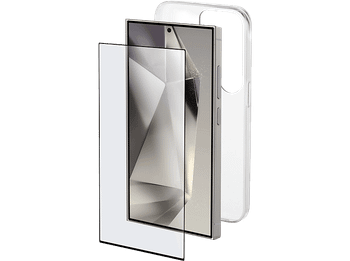 Funda + Protector pantalla - CellularLine KIT CASE GLASS, Para Samsung Galaxy S25 Ultra, Transparente