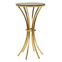 mesa alta de metal y cristal en color dorado y negro o 50x92 cm