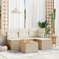 conjunto de sofas jardin con cojines 5 uds  mueble jardin mesa y sillas ratan sintetico beige cfw331637