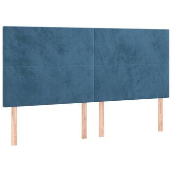 Cabeceros 4 Unidades De Terciopelo Azul Oscuro 80x5x78/88 Cm