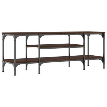 Mueble Tv | Mueble De Salón | Armario Tv Madera Ingeniería Y Hierro Marrón Roble 121x35x45 Cm