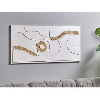 Lienzo Abstracto Con Motivos En Rafia 140x3x70 Cm