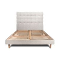cama de 150x200 cm con cabecero tapizado - tejido rizado