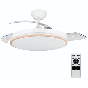 Ventilador de Techo OStarkDom con Luz LED Retráctil 106cm, 3 Aspas, Potencia Total 72W, Sin APP, con Mando a Distancia, Temporizador, 6 Velocidades, 3 Temperaturas de Luz, Función Verano-Invierno,