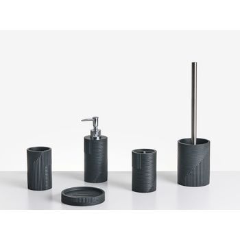 Conjunto De 5 Accesorios De Baño Jabonera Dispensador De Jabón Escobilla De Inodoro Vaso Soporte Para Cepillos De Dientes Negro Sepahua