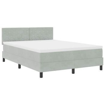 Cama Con Somier Y Colchón Gris Claro 160 X 200 Cm Tela