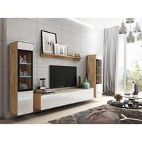 conjunto de muebles de salon vera ii juego de muebles de salon mueble de television sin iluminacion led color wotanblanco brillo