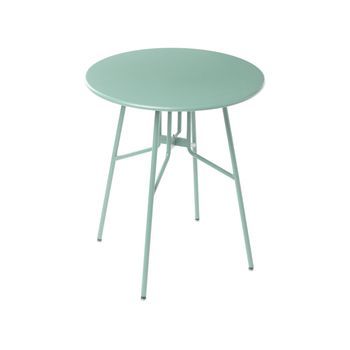 Mesa De Balcón De Exterior De Hierro Metal Redonda Ø 64 Cm Verde Claro Taltal