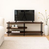 mueble de tv en acero y madera marron