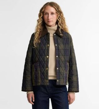Barbour para mujer. LQU1935 Chaqueta Tartan Reimagined Icons verde (S), Casual, Poliéster