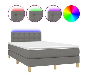 Cama box spring con colchón y led tela gris oscuro 120x200 cm botones