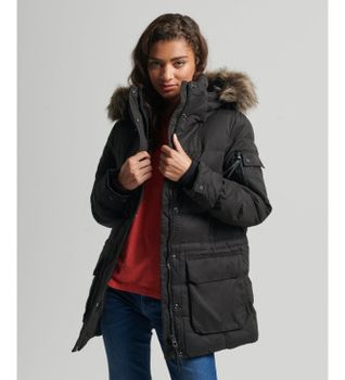 Superdry para mujer. W5011048A Parka de microfibra Expedition negro (XS), Casual, Poliéster