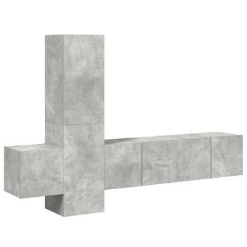 Set De Muebles De Salón 5 Pzas | Mueble Tv Madera Ingeniería Gris Hormigón Cfw76063