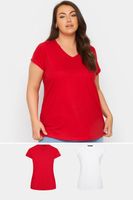 yours juego 2 camisetas lisas roja y blanca mujer curvy y tallas grandes yours