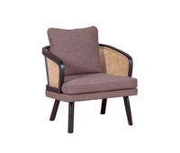 sillon retro vintage en ratan natural y cojin de algodon - leeds