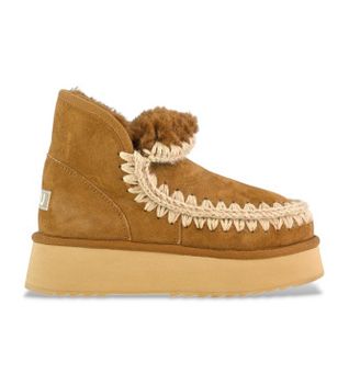 Mou para mujer. MU.FW681000A Botines de piel Mini Eskimo Platform marrón (38), 8 a 10cm, Ninguno, Casual