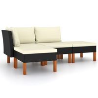 conjunto de muebles de jardin 6 uds  mesa y sillas y cojines ratan sintetico negro