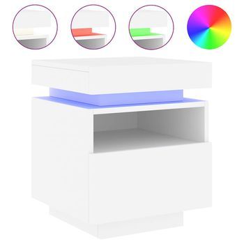 Mesita De Noche Con Luces Led Blanco 40x39x48,5 Cm Vidaxl