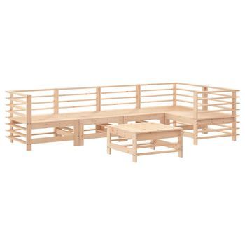 Conjunto De Muebles De Jardín 6 Uds | Mesa Y Sillas Madera Maciza De Pino
