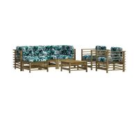 juego de muebles jardin 7 piezas y cojines madera pino impregnada