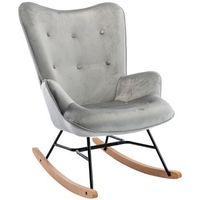 silla mecedora sanka en terciopelo gris 88x71x98 cm clp