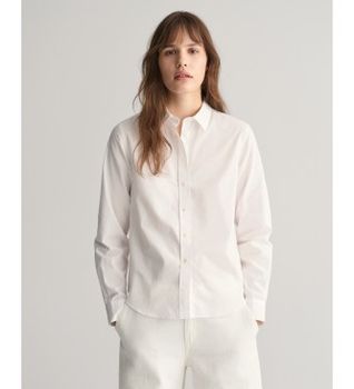 Gant para mujer. 4300348 Camisa Regular Fit de popelina blanco (42), Casual, Algodón, Manga larga