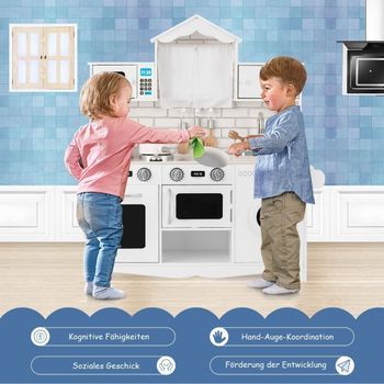Cocina Infantil Con Accesorios De Juego Cocina Infantil Con Lavadora Y Microondas 78 X 29 X 93 Cm Blanco