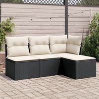conjunto de sofas jardin 4 uds  mueble jardin mesa y sillas con cojines ratan sintetico negro cfw507591