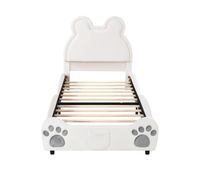 cama infantil 90 x 200 cm - forma de oso - tejido de terciopelo - blanco