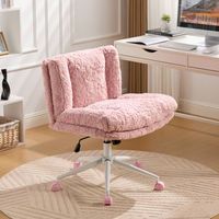 silla de oficina - giratoria y regulable - piel sintetica y metal - rosa 67x63x94cm