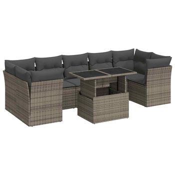 Set De Sofás De Jardín Y Cojines 8 Piezas Ratán Sintético Gris