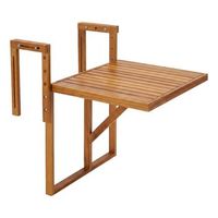 qiko - mesa de balcon plegable 465 x 75 x 60 cm estante suspendido para exterior en madera de acacia