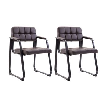 Set de 2 sillas con patas de metal y asiento en Simil cuero Marrón