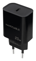 nanocable cargador pared usb-c pd 20w negro