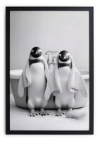cuadro con marco negro 40x30 bano de pinguinos