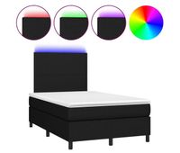 cama box spring con colchon led tela negro 120x200 cm diseno plano