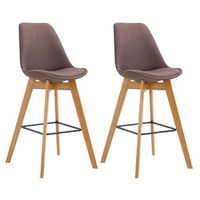 set de 2 taburetes de bar metz tapizados en tela marron 56x48x112 cm clp