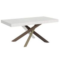 mesa extensible de 8 a 20 personas fresno blanco y patas entrelazadas de 4 colores l 180 a 440 cm artemis
