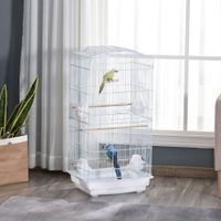 pawhut jaula para pajaros con puertas comederos y bandeja 475x36x91 cm blanco