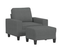 vidaxl sillon con taburete tela gris oscuro 60 cm