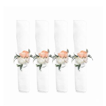 Anillos de servilleta ramo de flores - set de 4