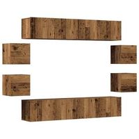 conjunto de mueble de tv 8 piezas montado la pared madera vieja