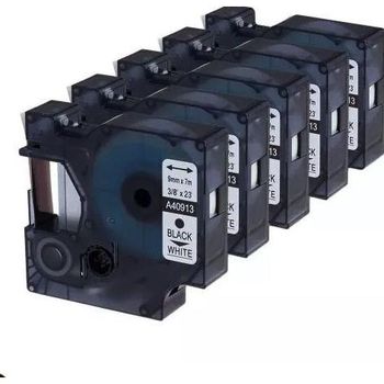 pack de 5  DYMO D1 40913 Negro/Blanco Cinta Rotuladora Compatible S0720680