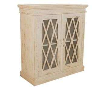 Recibidor de madera y cristal artesanal blanco 90x40x100