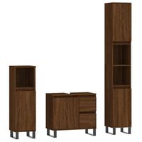 set de muebles bano 3 pzas madera contrachapada roble marron vidaxl