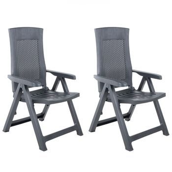 Sillas De Jard¨ªn Reclinables 2 Unidades Pl¨¢stico Gris Antracita