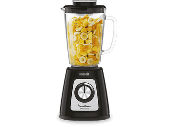 Batidora de vaso - Moulinex Blendforce LM4358, 800 W, 1.75 L, 6 Cuchillas, 2 velocidades, Tecnología Powelix, Vaso Vidrio Termorresistente, Negro