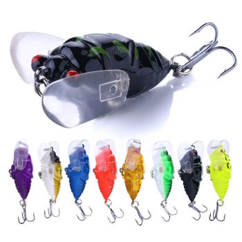 ZANLURE 8PCS Señuelos de pesca de insectos de lucio 6,4 g 4 cm Anzuelos de triple puntiagudo cebo artificial para pesca