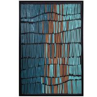 cuadro lienzo marco madera neg ro 80x120cm tiras azulbeige